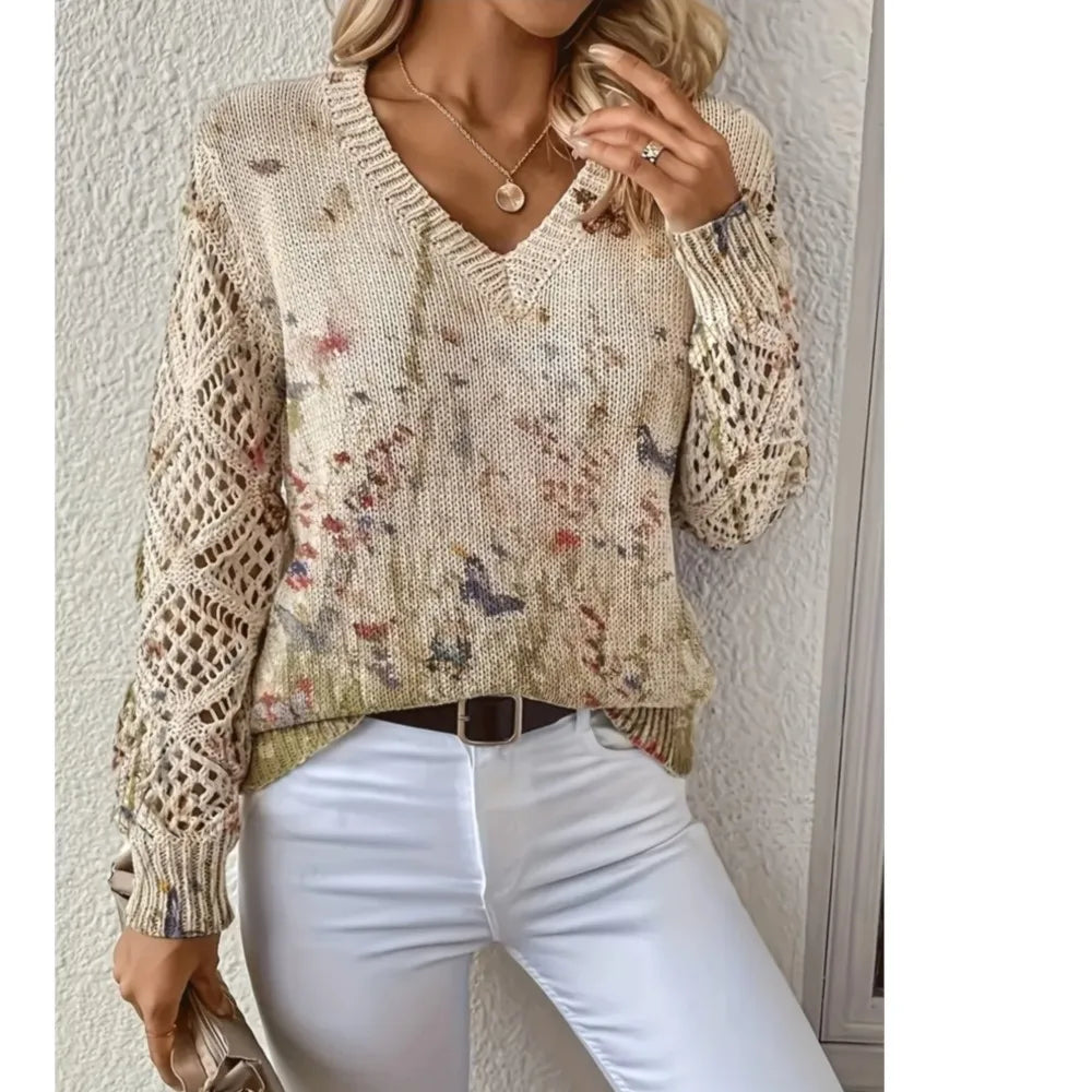 Bohemian Floral Print Sweater